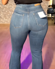 High Waist Skinny Denim Flared Pants