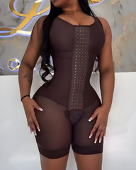 4-Row Hook Eye Full-Body Sleeveless Tummy-Control Shapewear