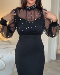 Beaded Mesh Bodycon Dress