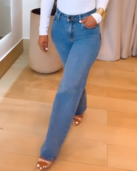High-Rise Sparkling Rhinestones Wide-Leg Jeans