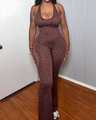 Backless Slimming Bodycon Flare Jumpsuit