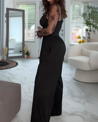 Slim Fit Wide-Leg Jumpsuit Two-Piece Set