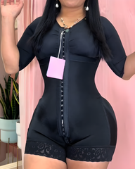 Mid-Sleeve Hourglass Shaping Hook and Eye Full Body Shaper