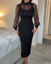 Beaded Mesh Bodycon Dress
