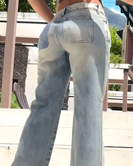 High-Rise Ripped Wide-Leg Jeans