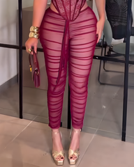 Mesh Skinny Pants