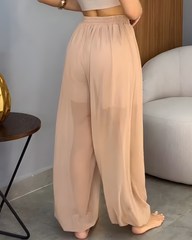 Sheer Mesh Slim Casual Pants