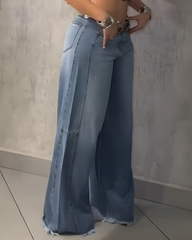 Frayed Tassel Wide-leg Jeans