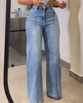 High-Waisted Slimming Wide-Leg Jeans