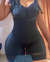 Open-Bust Lace-Trimmed Seamless Tummy-Control Body Shaper