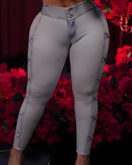 High-Stretch Double-Breasted Skinny Jeans