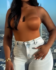 Removable Straps Satin Slimming Shapewear Thong Bodysuit