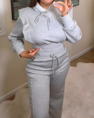 Hooded Sweatshirt Wide-Leg Two-Piece Set