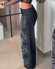 Shiny Straight Leg Jeans