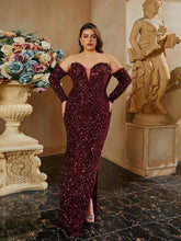 Plus Off Shoulder Split Prom Dress