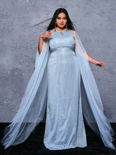 Plus Panel Sequin Cutout Maxi Dress