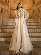 White A-line Tribal Embroidered Prom Dress