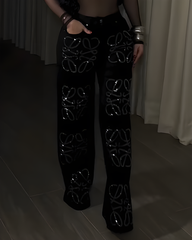 Shiny Straight Leg Jeans