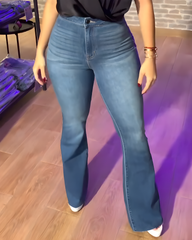 High Waist Skinny Denim Flared Pants