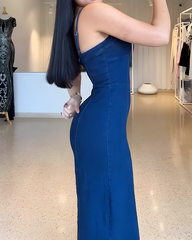 Bodycon Wed-Leg Denim Jumpsuit