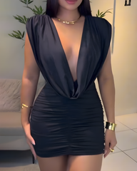 Deep V-Neck Bodycon Mini Dress