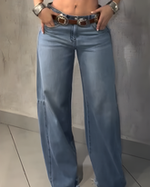 Frayed Tassel Wide-leg Jeans