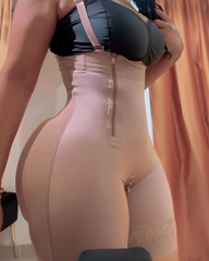 Lace Trim Side Zipper Open Bust Shapewear