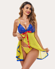 Strap Lace Babydoll Mesh Dress