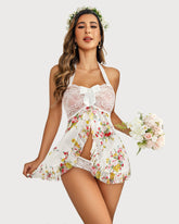 Lace Open Front Halter Nighty