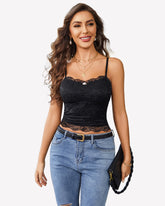 Lace Crop Top Ruched Tank