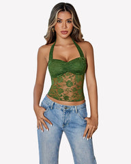 Y2K Halter Tops Lace Tank Top