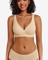 Wireless V Neck Seamless Full Coverage Bra