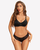 Satin Lace Unlined Bra and Panty Set