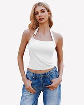 Double Lined Backless Ribbed Crop Top