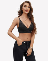 Wireless Bralette Mesh V Neck Bra