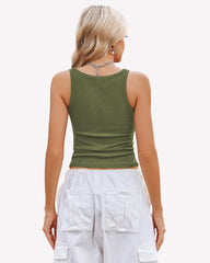 Square Neck Racerback Ribbed Tops