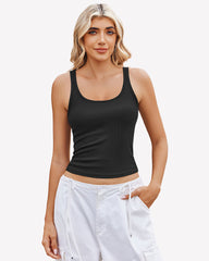 Square Neck Racerback Ribbed Tops