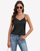 Silk Satin Tank Tops V Neck Tank Shirt