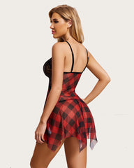 Open Front Lace Print Babydoll