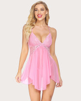 Lace V Neck Strap Sleepwear Dress