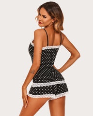 White Edge Lace Trim Short PJ Set