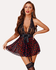 Heart Lace Halter V Babydolls