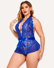 Plus Size Halter Lace Bodysuit