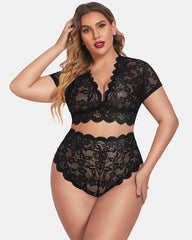 Plus Size FLace Trim Set
