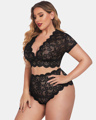 Plus Size FLace Trim Set