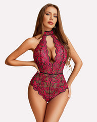 Snap Crotch Lace Deep V Bodysuit