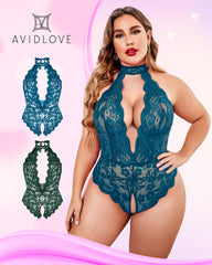 2 Packs Plus Size Lingerie Lace Halter Teddy