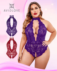 2 Packs Plus Size Lingerie Lace Halter Teddy