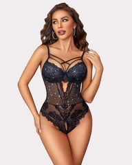 Print Lingerie FLace Bodysuit