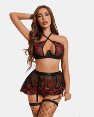 3 Piece Lace FPush Up Lingerie Set